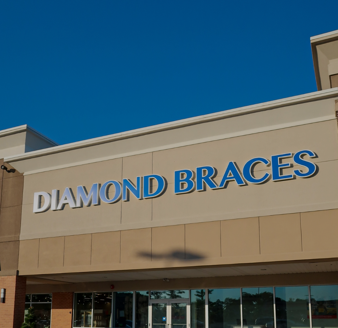 Low angle shot of the exterior of a Diamond Braces dental clinic in West Long Branch, New Jersey.