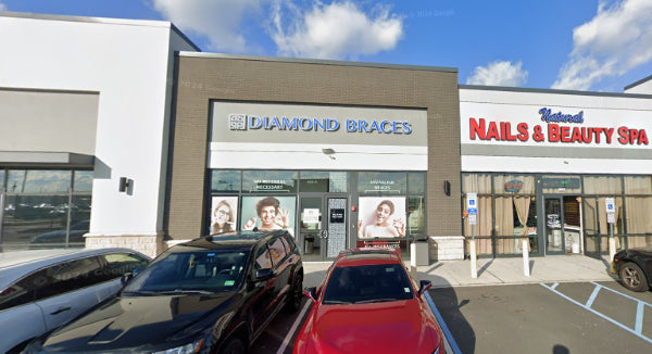 Diamond Braces dental office exterior with a parking lot in Linden, New Jersey.