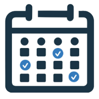 Icon of a calendar with checkmarks, symbolizing scheduled tasks or events.