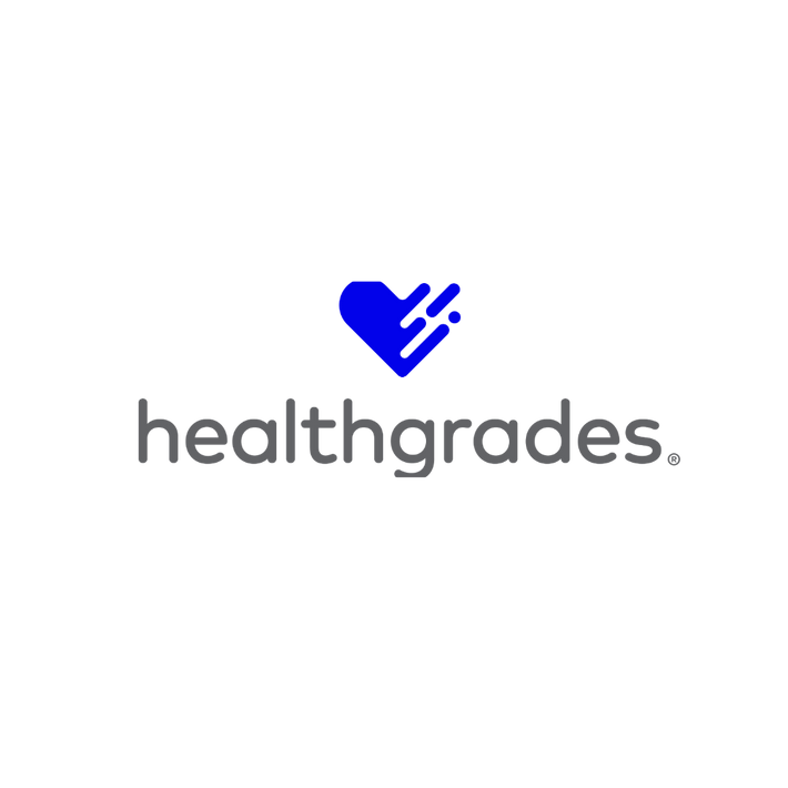 Healthgrades logo with a blue heart symbol on a white background