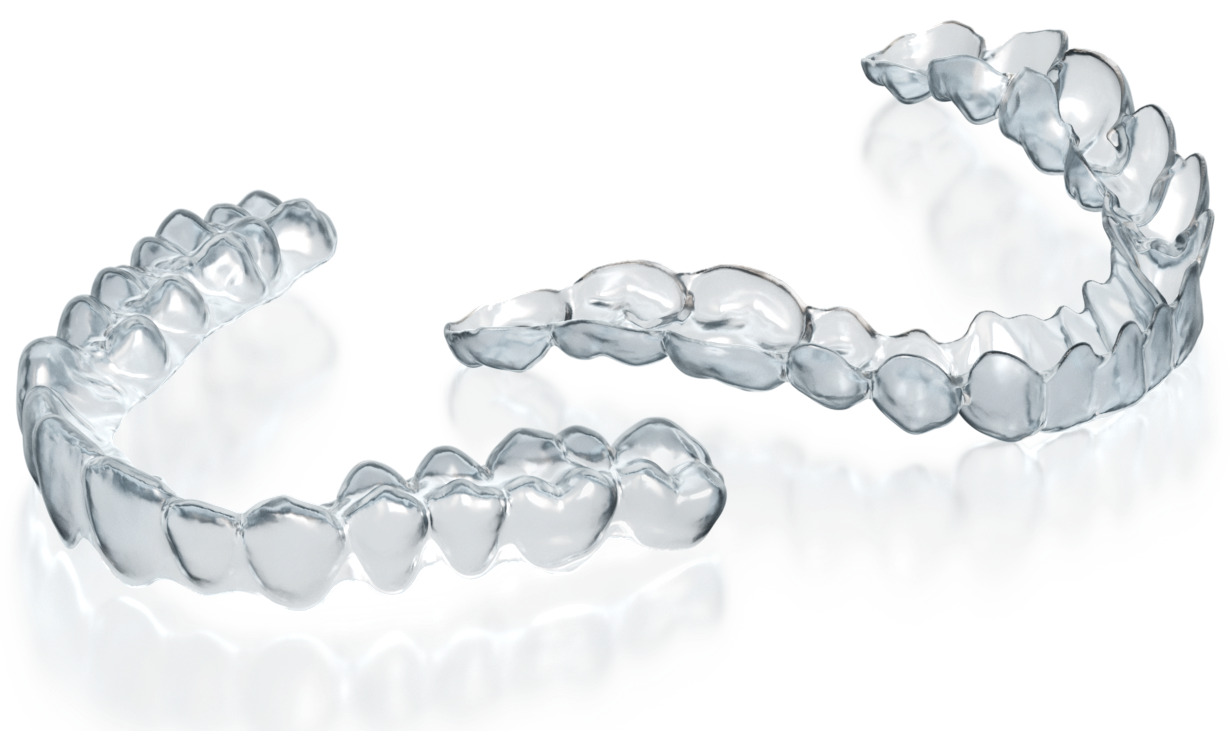 High quality transparent image of affordable Invisalign aligners.