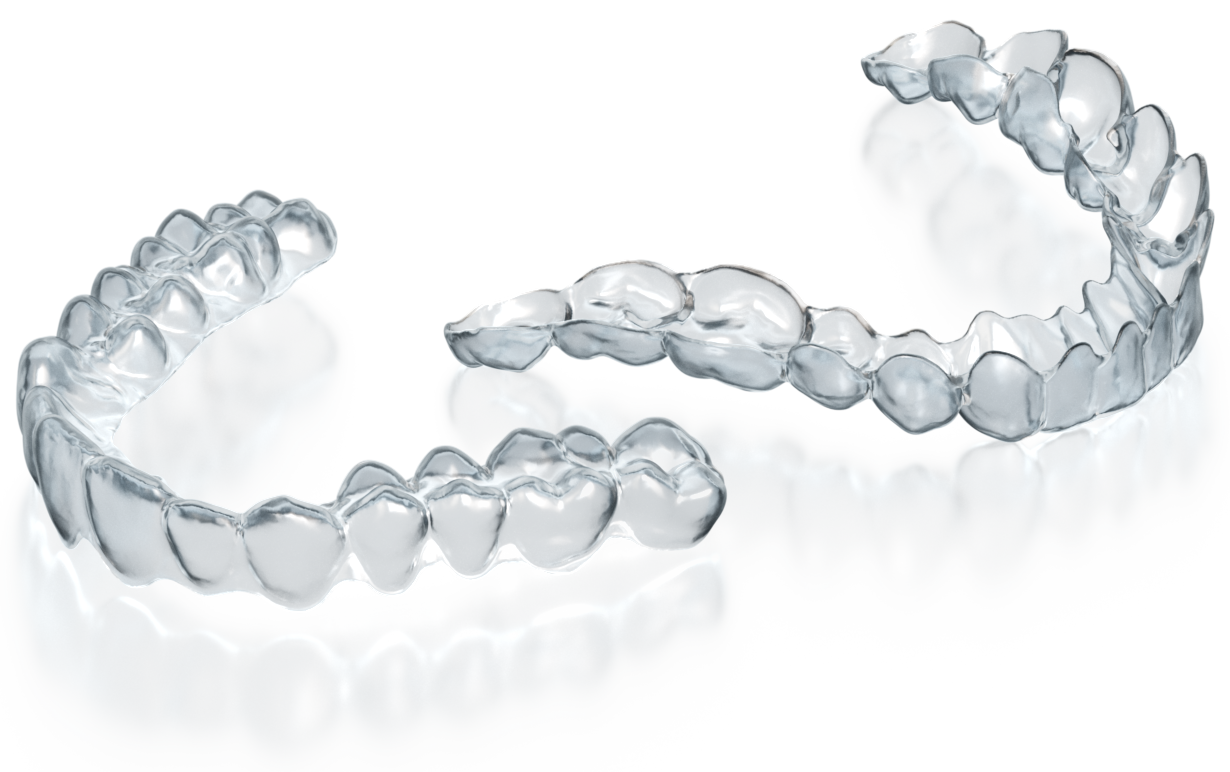 Invisalign retainer for teeth straightening on a white background.