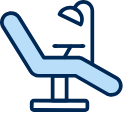 Transparent dental clinic chair icon